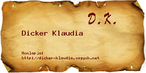 Dicker Klaudia névjegykártya
